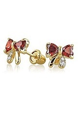 gorgeous teensy garnet cz bow baby birthstone earrings